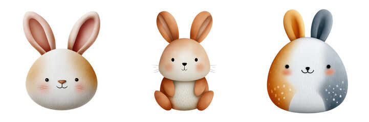 Obraz premium Cute bunny illustrations whimsical digital art in a playful setting on transparent background