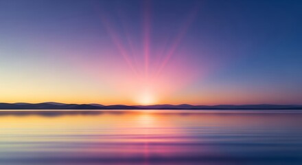 Obraz premium Stunning Sunset Over Water with Lens Flare Serene Landscape Photography for Wall Art Desktop Backgrounds 178