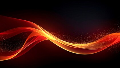 Dynamic red and gold wave patterns against a dark background, showcasing a vibrant and energetic design.