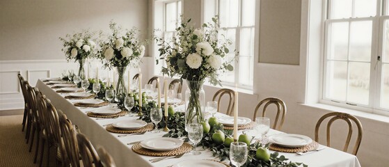 minimalist wedding decorations with elegant modern centerpiece | wedding, ceremony, table settings, event decor, romantic atmosphere theme