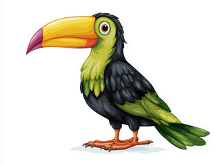 Fototapeta premium Colorful toucan illustration with vibrant beak and detailed feathers, showcasing the beauty of tropical birds in a playful and engaging style for educational purposes