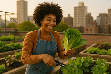hispanic woman holding potted plant