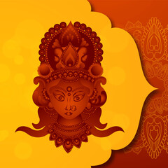 Happy Durga Puja Subh Navratri background. vector illustration, Happy Navratri festival celebration poster or banner design, illustration of Goddess Durga Maa, Indian hindu festival Navratri