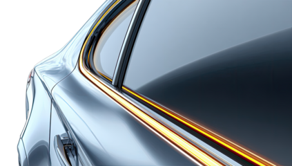Close-up of a sleek car's side