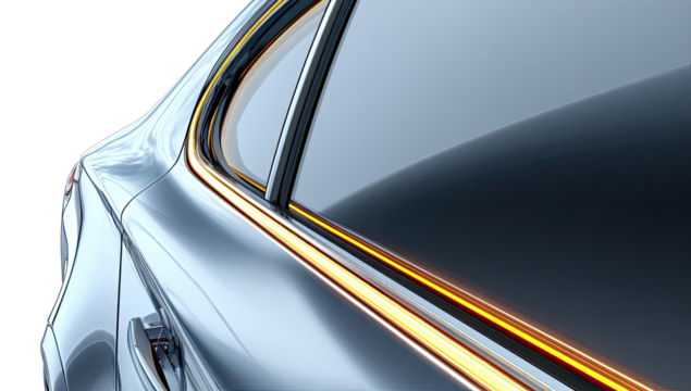 Close-up of a sleek car's side