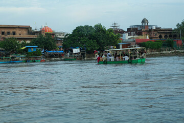 Boat riding view in Ancient Shri Yamuna Temple ghat view, Vrindavan, Mathura, Uttar Pradesh, India. Ancient Shri Yamuna Temple ghat view, Vrindavan, Mathura, Uttar Pradesh, India.8 April 2025
