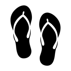 Simple black and white flip flops symbol of summer vacation relaxation