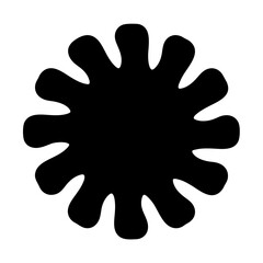 Simple black abstract flower or star with eleven petals on white background