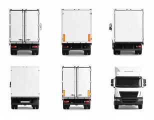 Six Views of a White Delivery Truck Mockup (AI Generated)