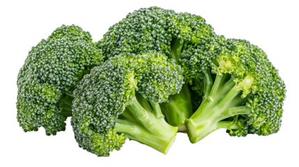 Fresh Green Broccoli Florets Isolated on Transparent Background Healthy Eating and Vegetarian Diet Concept