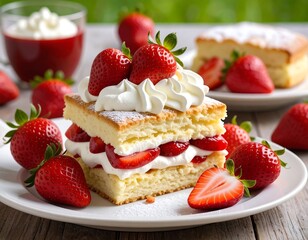 Strawberry shortcake dessert on a plate