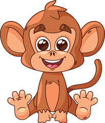 Cute monkey mascot vector illustration