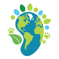 Eco Footprint Vector on White Background

