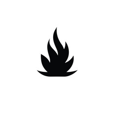 Black Fire Flame Silhouette Vector Icon on White Background

