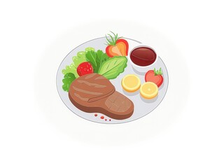 steak steak with vegetables and sauce on plate