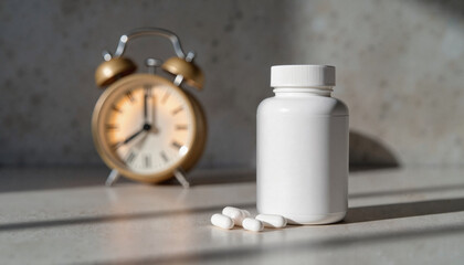 nightstand with sleeping pills, copy space , background, mocup
