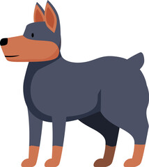 Manchester terrier standing still and looking at its right, cartoon style illustration
