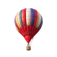 Fototapeta premium Colorful hot air balloon, against black background, ready for flight
