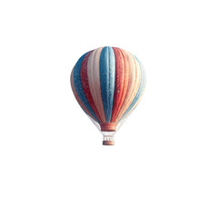 Naklejka premium Colorful hot air balloon isolated on black backdrop. Strips of red, white, and blue