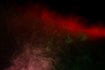 Green and pink steam on a black background.