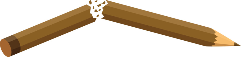 Short brown pencil broken in half is representing concepts such as stress, writer's block, lack of creativity, school problems, overwork, and frustration