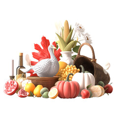 Happy Thanksgiving Celebration with Festive Decorations