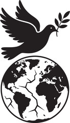 Peace Dove Olive Branch Earth Globe World Icon Vector Illustration Graphic Design