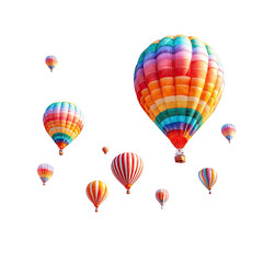Obraz premium Colorful hot air balloons floating in the sky, rainbow hues