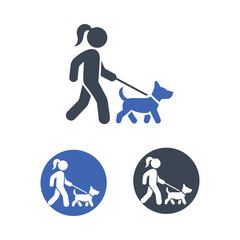 Woman Walking Golden Retriever Icon