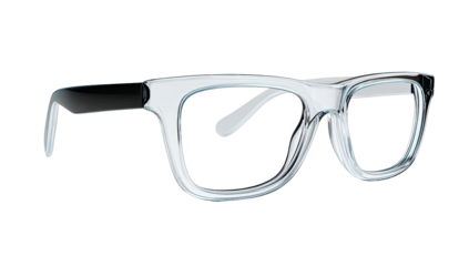 Clear eyeglasses, profile view