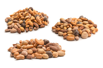  A group of almonds, pistachios, walnuts, macadamia, cashews.