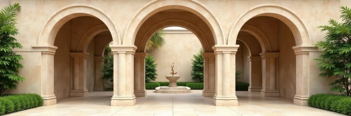 Elegant beige stone & travertine archway, classic design , door, heritage