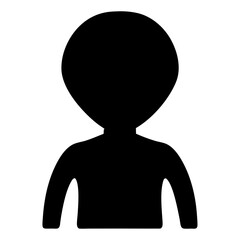 Black silhouette of a person with a rounded head and broad shoulders