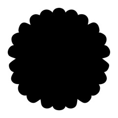 Black abstract flower shape rosette with many circular petals around the edge
