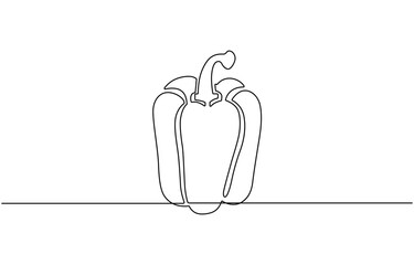 Continuous one line drawing of Sweet pepper bell pepper line art vector illustration, icon.
