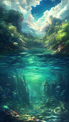 Enchanted Nature in a Bottle – Magical Fantasy Landscape Captured in Glass. water bottle image manipulation