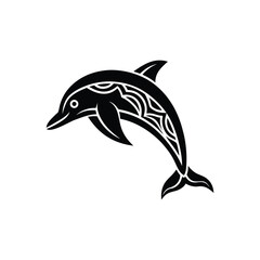 Fototapeta premium A tribal style dolphin silhouette vector illustration