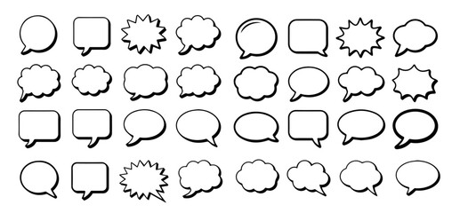A collection of various speech bubbles, perfect for communication and expression. The bubbles are in different shapes and sizes, providing versatility for various design needs