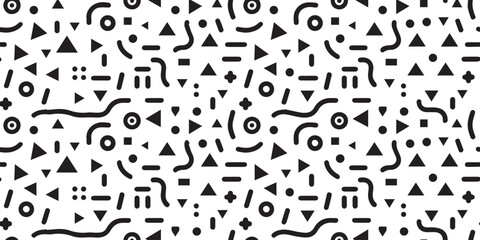 abstract seamless geometric vector pattern with triangles circles squares dots lines modern minimal background design
