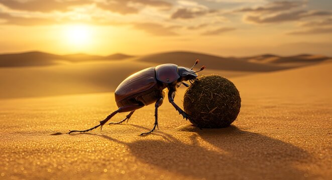 "Coleottero Dorato Iridescente su Suolo Naturale"