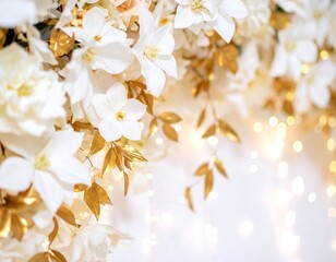 Obraz premium Delicate white flowers with gold accents