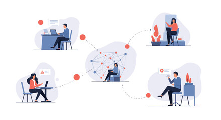 Connected professionals collaborating through a network system