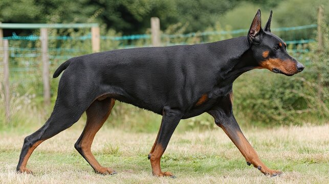 Black and tan doberman pinscher in profile. - Powered by Adobe