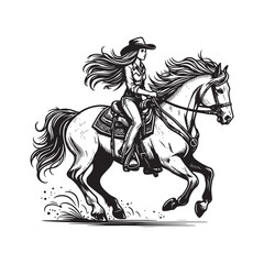 A Cowgirl Vector line art.	