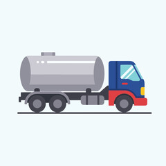 Fototapeta premium Vector illustration of a tank truck on a light blue background.