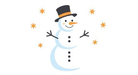 Cute snowman illustration with stars winter holiday background