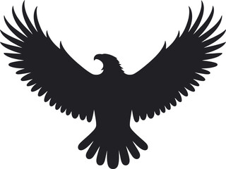 A silhouette of an eagle with its wings fully spread against a plain white background in a vector image
