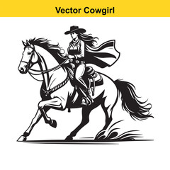 A Cowgirl Vector line art.	