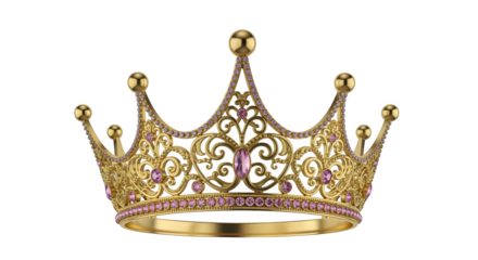 Princess crown cake topper design, isolated on white background