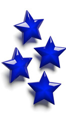 Obraz premium Four Shiny Blue Stars 3D Render High Resolution Perfect for Websites Blogs and Social Media Posts Ideal for Rating Systems and Awards